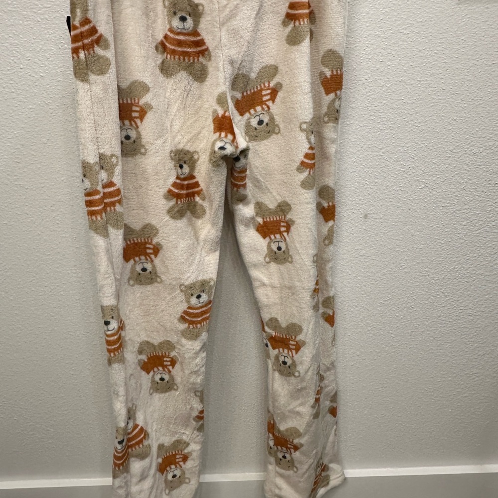 Kids Bear Print Pajama Bottoms - Cream and Orange